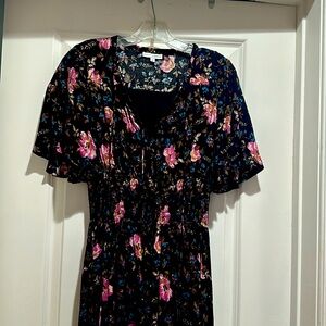 Baltic Born Black Floral Short-Sleeve Dress